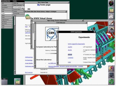 Uno screenshot delle pagine web del CERN