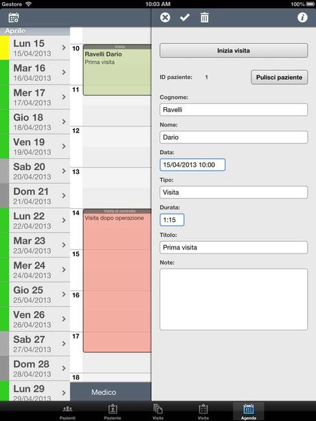 iDoctorPad aiuta il medico nella gestione dei pazienti iDoctorPad_Agenda