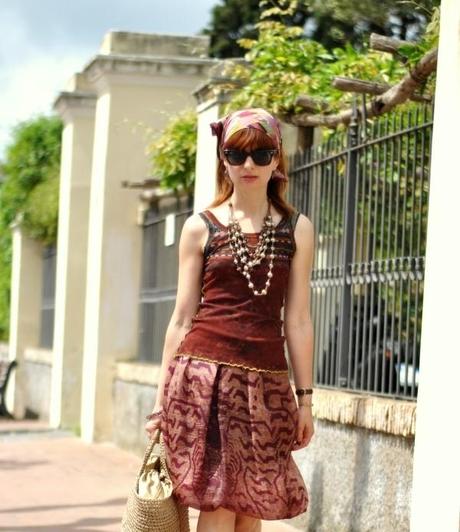 spring outfit. Miu Miu silk skirt