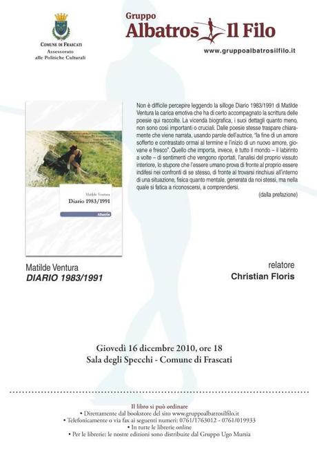 Christian Floris presenta a Frascati il libro di Matilde Ventura