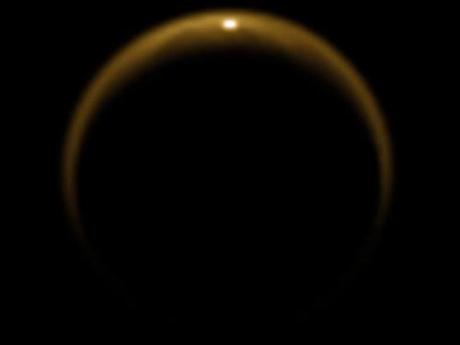 Titan - first flash of sunlight reflected off a lake