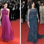 Aishwarya Rai a sinistra in una foto del 2009, a destra nel 2012. La stampa indiana l'ha denigrata molto a causa del suo aumento di peso