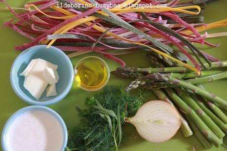 Profumi Primaverili - Tagliatelle Colorate con Asparagi ed Erbe Aromatiche or Coloured Homemade Tagliatelle with Asparagus and Fresh Herbs