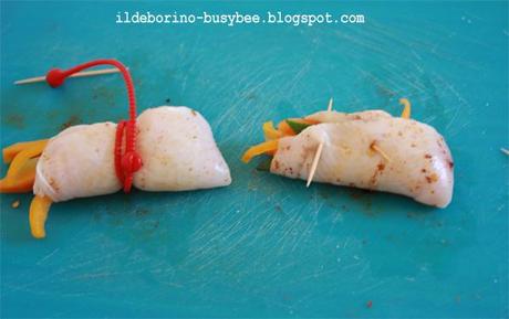 Alternative  - Involtini di Pesce Cajun con Verdurine e Fritto di Fiori di Zucca or Cajun Fish Rolls with Vegetable Sticks and Fried Courgette Flowers