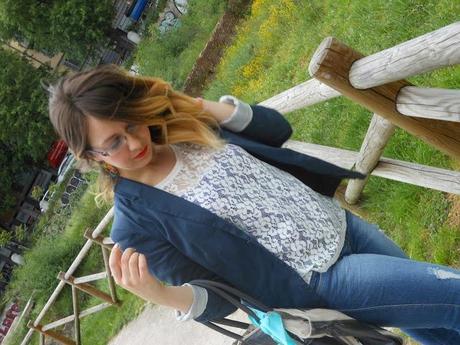 Outfit denim e pizzo Outfit denim e pizzo