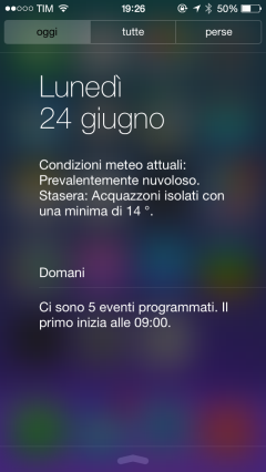 Calendario Centro Notifiche iOS 7