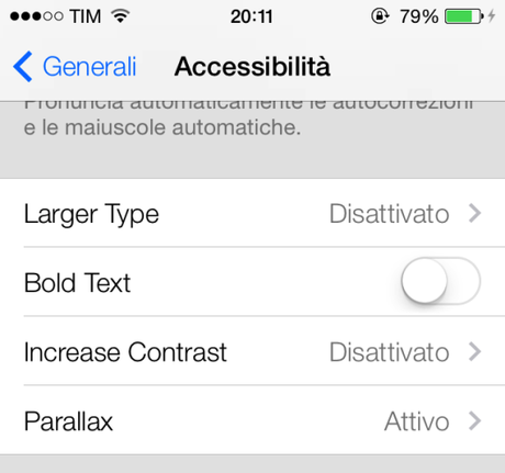 Accessibilità Effetto Parallasse iOS 7