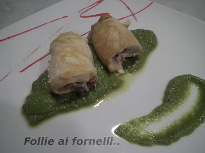 Involtini di pollo Dukan su crema di asparagi