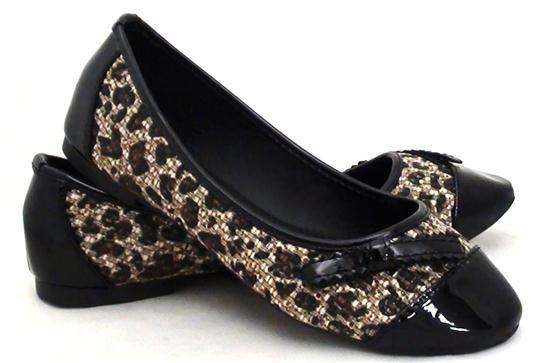 Scarpe donna ballerine leopardate ecopelle e vernice nero Scarpe donna ballerine leopardate ecopelle e vernice nero
