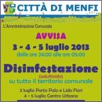 Tre giorni di disinfestazione sul territorio comunale Disinfestazione Menfi