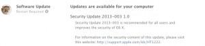 Apple rilascia Security Update 2013-003 Updates