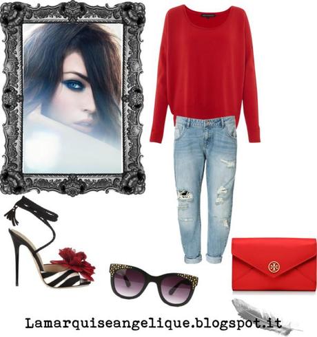 Megan Fox red casual style - Fashion Outfit by A.