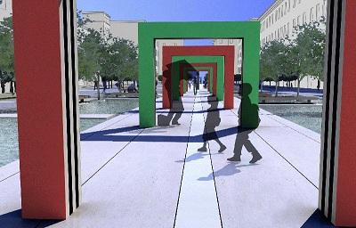 Arch.-Giannantonio-Vannetti-e-artista-Daniel-Buren-Piazza-Verdi-A