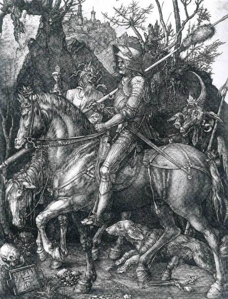 Albrecht Durer, Il Cavaliere, la Morte e il Diavolo, 1513, bulino, 246 x 188 mm 