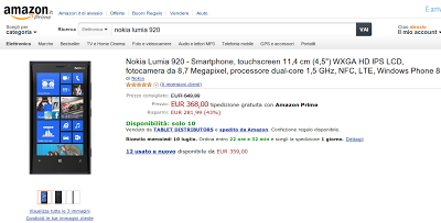 Samsung Galaxy S3 vs Nokia Lumia 920: SOLI 17 euro di differenza su Amazon