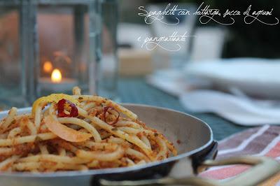 Spaghetti bottarga, succo di agrumi e pangrattato