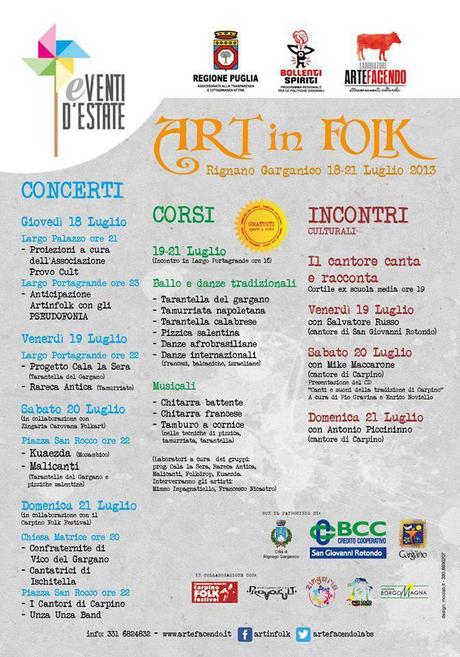 ART in FOLK, Rignano Garganico dal 18 al 21 luglio 2013