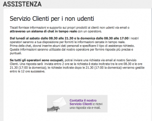 assistenza tecnica tiscali chat email