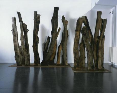 Maria Cristina Carlini, Legni, 2012, legno, base - ferro, n. 5 moduli di cm 300x150x100 cad