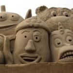Sculptors Place The Finishing Touches To Their Hollywood Themed Sand Sculptures