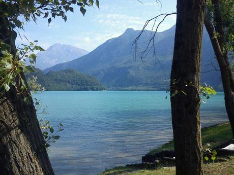 Scorcio del Lago dei Tre Comuni, meglio conosciuto come Lago di Cavazzo (Cavazzo Carnico - UD). Luogo ideale per le vacanze con un cucciolo di Alaskan Malamute e Golden Retriever