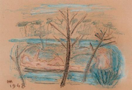 Eugenio Montale, L’après midi d’un faune, 1948, pastello su carta, cm. 17x25,5