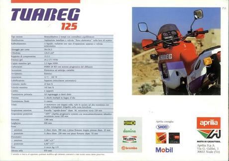 Vintage Brochures: Aprilia Tuareg Wind 125 1989 (Italy)