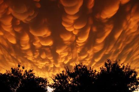 Nube Mammatus colpita da raggi solari