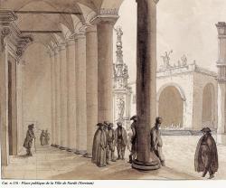 Place Publique de la Ville de Nardò (Neretum), Abraham Louis Ducros, acquerello, 1778