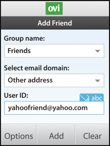 Parlare con i contatti Yahoo! con Ovi Chat