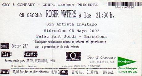 Il biglietto del concerto di Roger Waters
