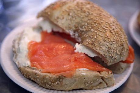 Bagel with cream cheese and lox