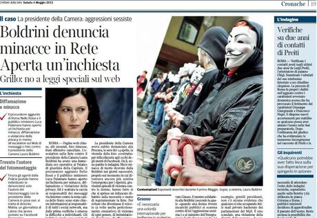 Il Corriere, le minacce in rete e le foto ab minchiam