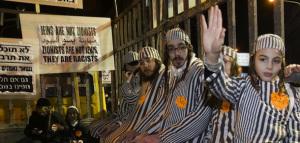 Group of ultra-Orthodox Jews wearing pri