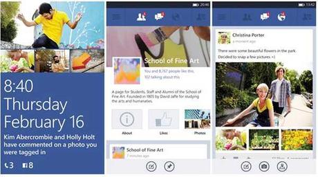 Facebook beta per Nokia Lumia WP8 aggiornamento Add emoticons e stato