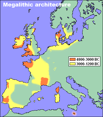 Aree con presenza di megaliti in Europa