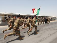 Afghanistan/ ISAF Regional Command West. La bandiera di guerra del 6° Reggimento Bersaglieri arriva a Herat