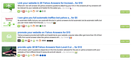 Yahoo Answers: acquistare link, spam e posizionamento