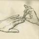 Massari - Hands, Hold You Poison or Grapes II, acrilici e carboncino su carta, cm 20x30