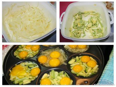 Frittatine veloci con uova di quaglia, zucchine e cipolla