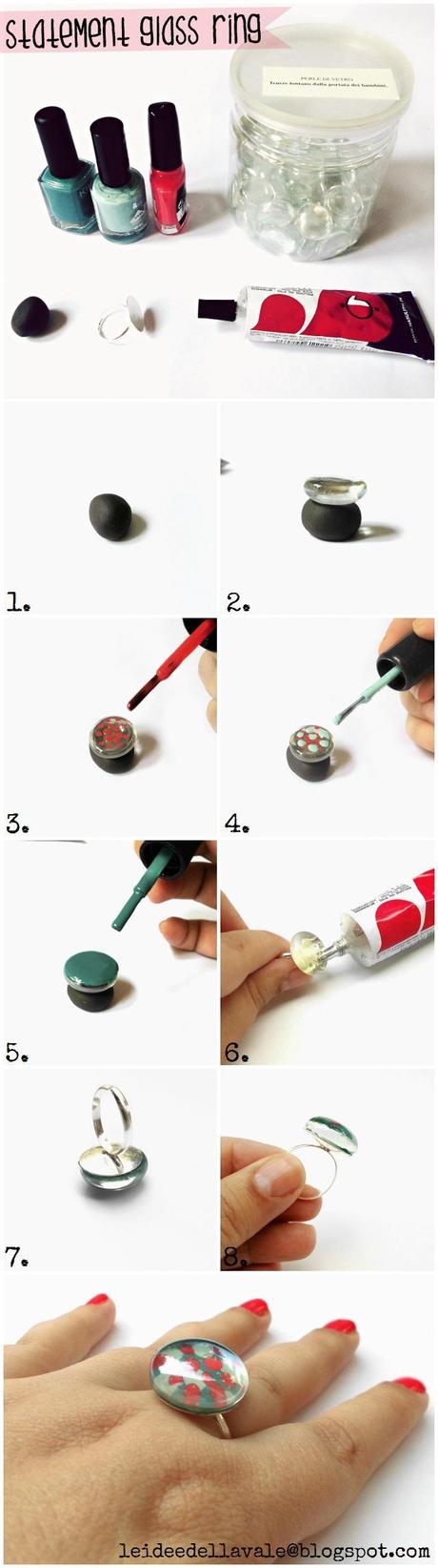 DIY da 1 Euro - Foto tutorial Anello di vetro DIY statement glass ring