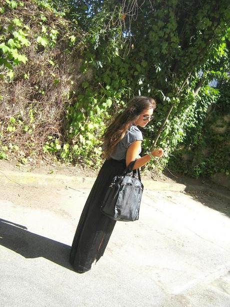 Back in Black with a long skirt.