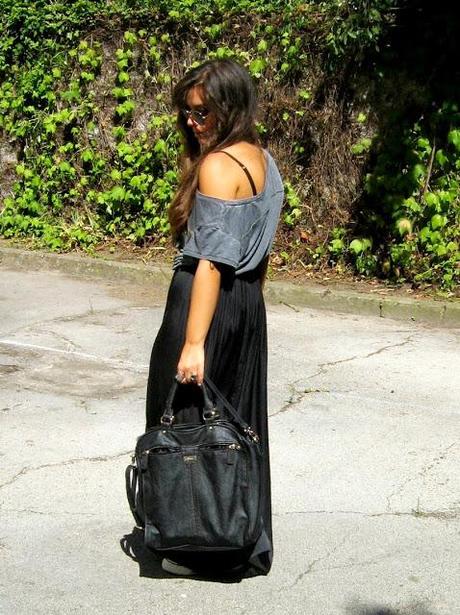 Back in Black with a long skirt.