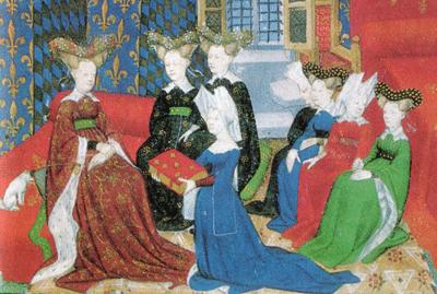 Christine de Pizan presenta un suo libro alla Regina Isabella di Francia - minuatura