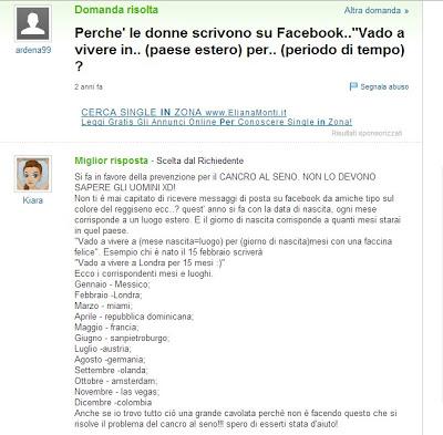 Perchè le donne scrivono su facebook che vanno a vivere a ... per ...mesi?