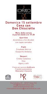 A CENA CON IL DON CHISCIOTTE, IN OCCASIONE DEL FESTIVAL DELLE DUE CITTA'