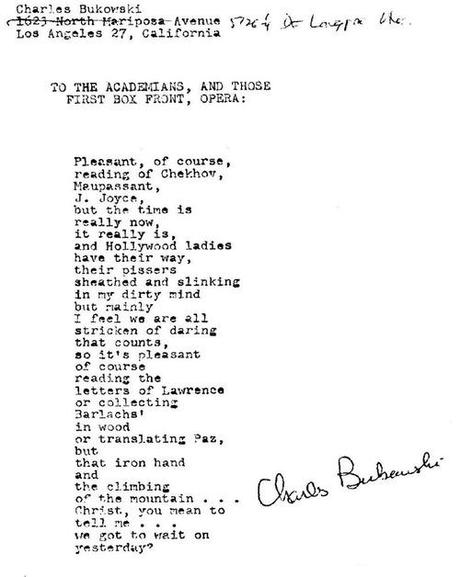 Charles Bukowski ░ To The Academians