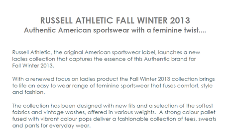 RUSSEL ATHLETIC FALL WINTER 2013 RUSSEL ATHLETIC FALL WINTER 2013