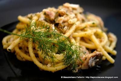 La pasta e il pesce azzurro: la ricetta dei bucatini con sgombro, sugarello e pesce lama ( sciabola ) al finocchietto selvatico e pane grattugiato