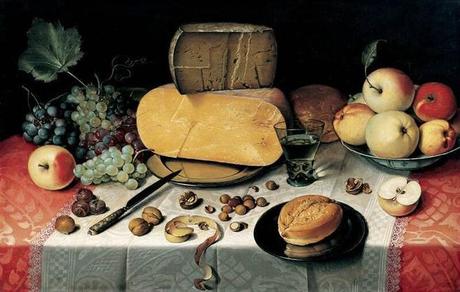 Formaggio Casera stagionato marinato, con rucola selvatica e la bellezza del formaggio nell'Arte!